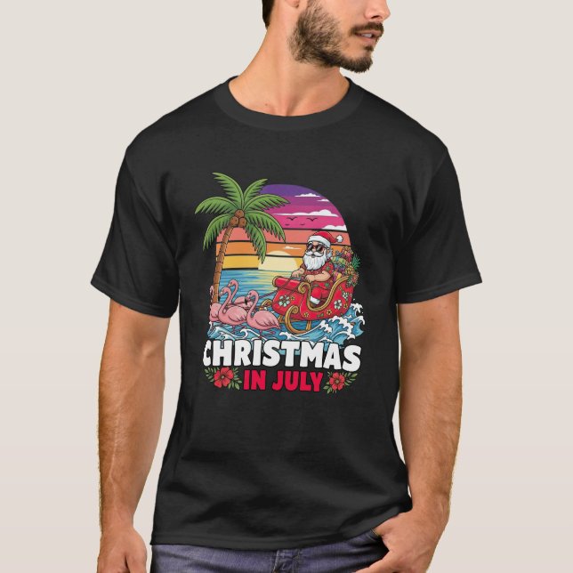 Camiseta Navidad en julio Viaje de verano tropical en Santa (Anverso)