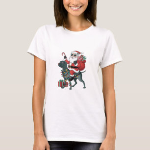 Camiseta Navidad en Santa Riding Great Dane Dog