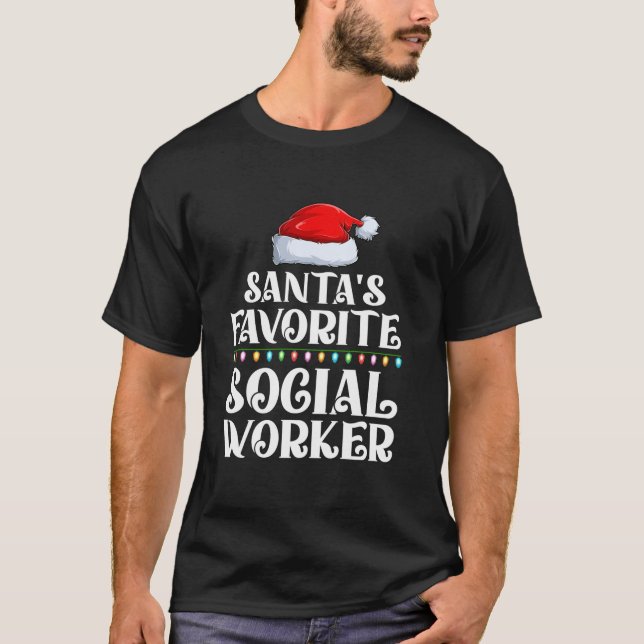 Camiseta Navidad enciende Santa favorita a trabajador socia (Anverso)