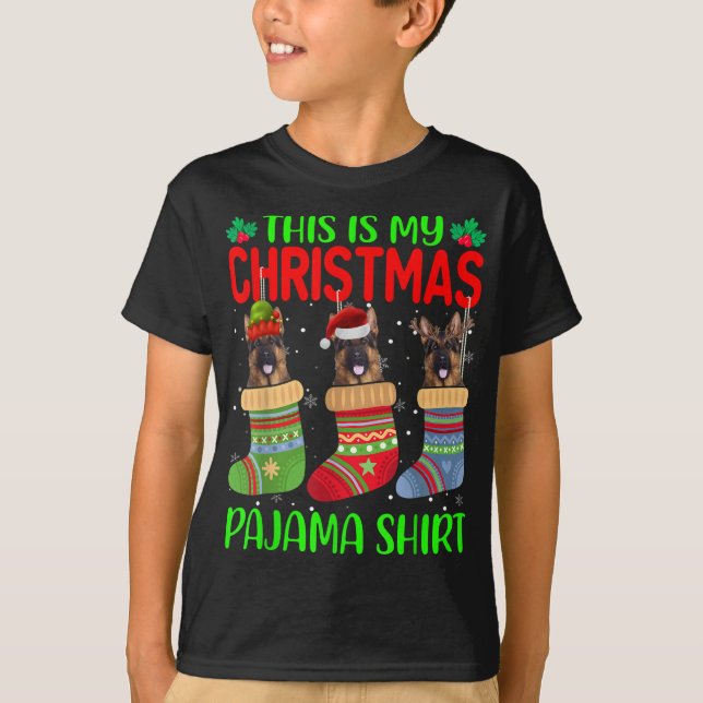 Camiseta Navidad Este Es Mi Navidad Pajama German Shepherd (Anverso)