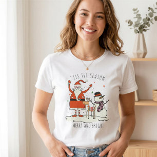 Camiseta Navidad estrella de reno personalizado Santa Snowm