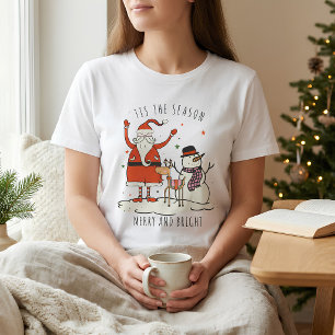 Camiseta Navidad estrella de reno personalizado Santa Snowm