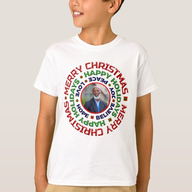 Camiseta Navidad Familia Papá Mamá Foto Personalizado De Fe (Anverso)