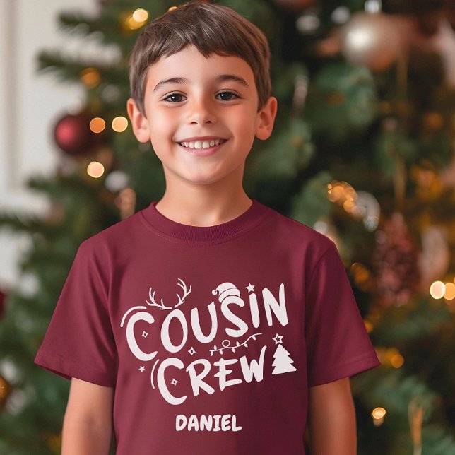 Camiseta Navidad Familiar de la Tripulación de Primos (Personalized Cousin Crew Christmas Tshirt)