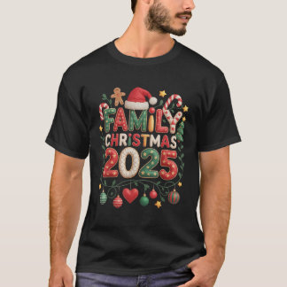 Camiseta Navidad Familiar en Parches 2025 a Juego