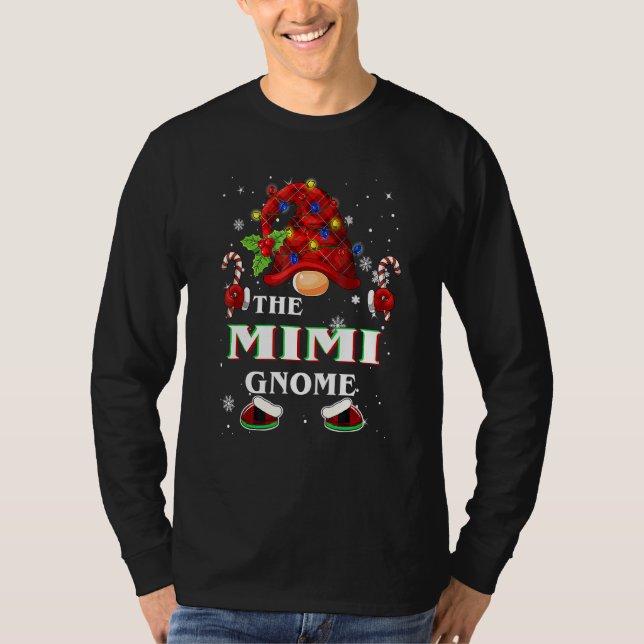 Camiseta Navidad familiar Pajama Mimi Gnome Buffalo Plaid M (Anverso)