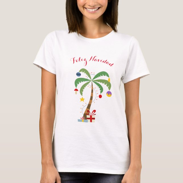 Camiseta navidad femenina: navidad en navidad - Feliz Navid (Anverso)