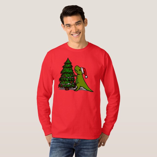 Camiseta Navidad feo de T Rex (Anverso completo)