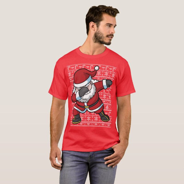 Camiseta Navidad feo que frota el lenguado de Papá Noel (Anverso completo)
