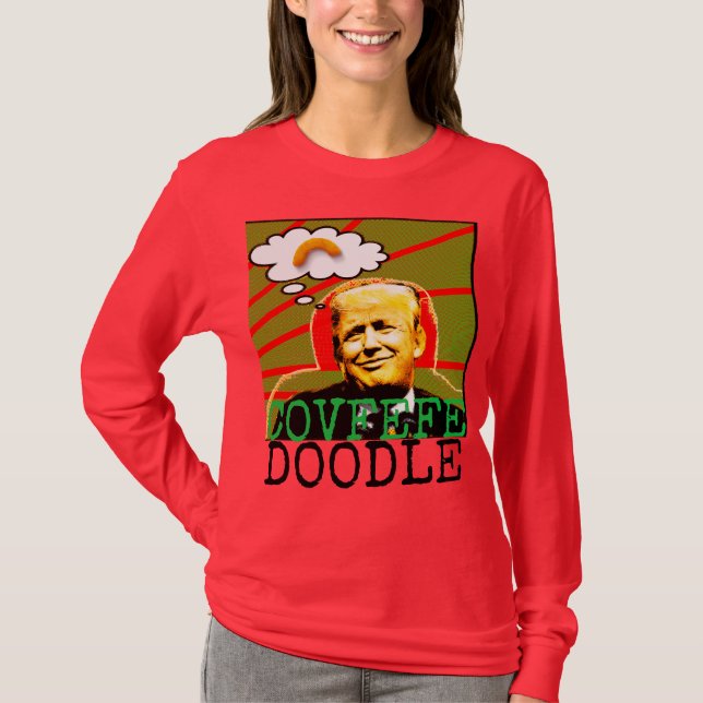 Camiseta Navidad feo suéter, mujeres del Doodle de Covfefe (Anverso)