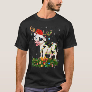 Camiseta Navidad Fiesta Reno Sombrero Santa Ganado Navidad