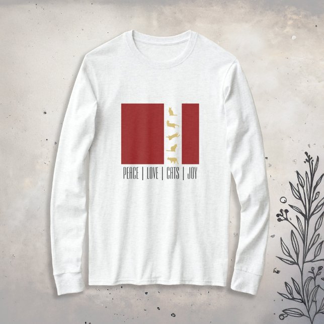 Camiseta Navidad Gato Amante Rojo Blanco Oro Moderno (Subido por el creador)