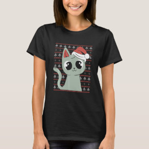 Camiseta Navidad Gato Divertido Xmas Santa Estilo Feo Chris