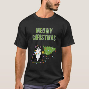 Camiseta Navidad Gato Tuxedo gato Navidad árbol gracioso g