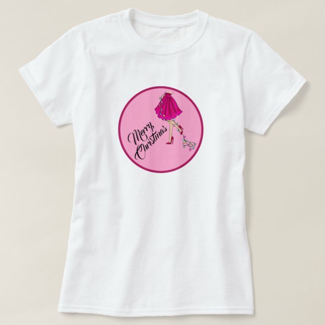 Camiseta Navidad Glam Rosa  (Diseño del anverso)