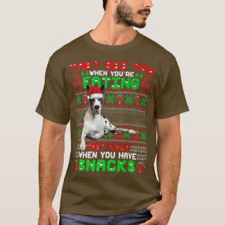 Camiseta Navidad Gran Dane Santa Te Ven Cuando Eati