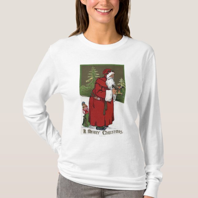 Camiseta Navidad GreetingSanta con el caballo de madera (Anverso)
