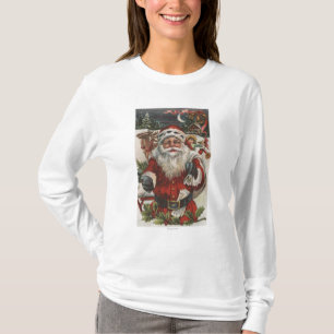 Camiseta Navidad GreetingSanta con los ciervos y los niños