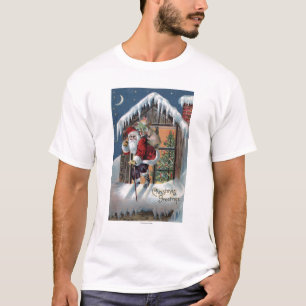 Camiseta Navidad GreetingSanta que sube hacia fuera la