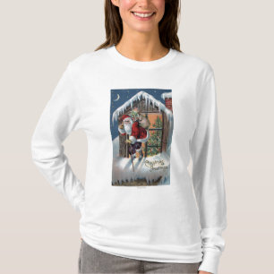Camiseta Navidad GreetingSanta que sube hacia fuera la