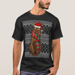 Camiseta Navidad Havana Brown Cat Santa Claus Gorra U