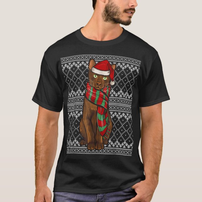 Camiseta Navidad Havana Brown Cat Santa Claus Gorra U (Anverso)