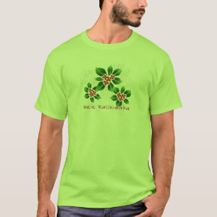 Camiseta Navidad hawaiano de Mele Kalikimaka del acebo rojo