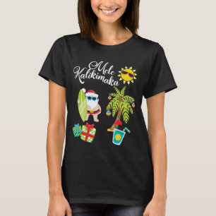Camiseta Navidad hawaiano. Papá Noel Mele Kalikimaka.