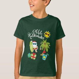 Camiseta Navidad hawaiano. Papá Noel Mele Kalikimaka.