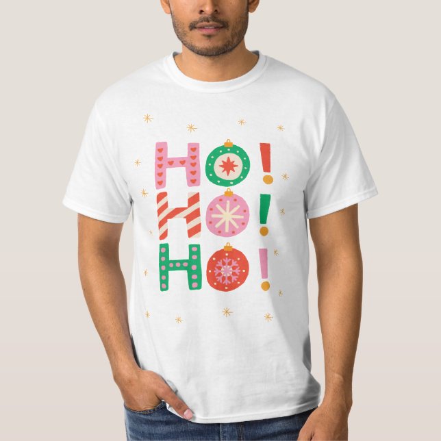 Camiseta Navidad Ho-ho-ho Ilustrada Colorida (Anverso)