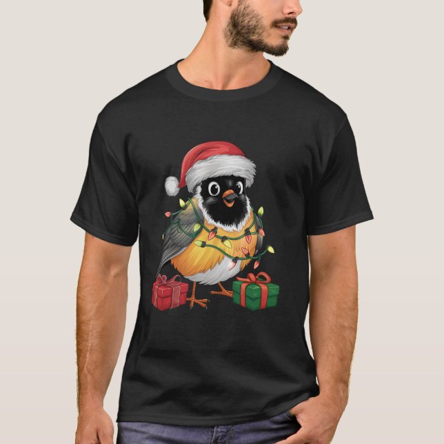 Camiseta Navidad Iluminación Santa Hat American Robin Crist (Anverso)