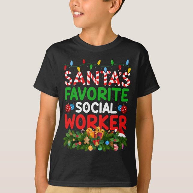 Camiseta Navidad iluminando a Chris, trabajador social favo (Anverso)