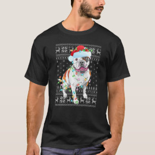 Camiseta Navidad iluminando a Santa Hat el feo Bulldog nort