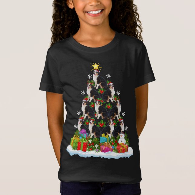 Camiseta Navidad iluminando Santa Hat Jesucristo pastor aus (Anverso)