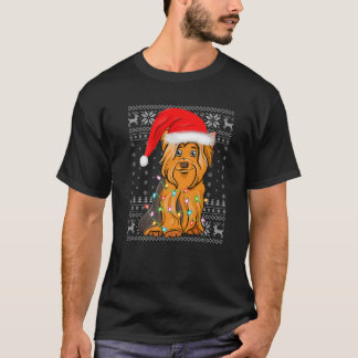 Camiseta Navidad iluminando Santa Hat Ugly Yorkshire Terrie