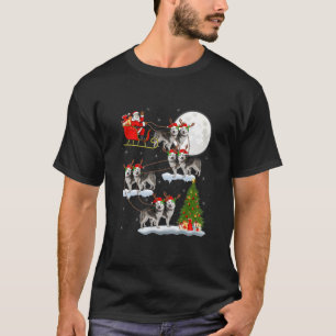 Camiseta Navidad iluminando Santa Riding Alaskan Malamute C