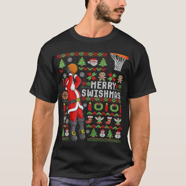 Camiseta Navidad jugador de baloncesto de Santa Básquetbol  (Anverso)