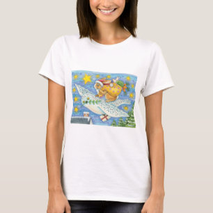 Camiseta Navidad linda con conejo como Santa Claus en búho
