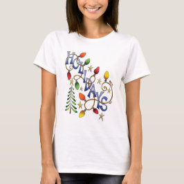 Camiseta Navidad linda, luces y estrellas con texto de vaca