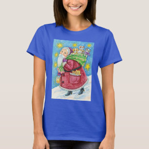 Camiseta Navidad linda, Santa Claus con gatitos y gatos!