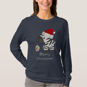 Camiseta Navidad lindo de la cebra y de la magdalena