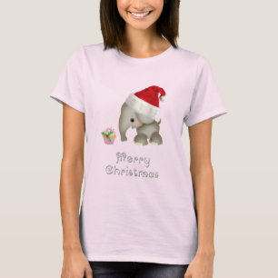 Camiseta Navidad lindo del elefante y de la magdalena
