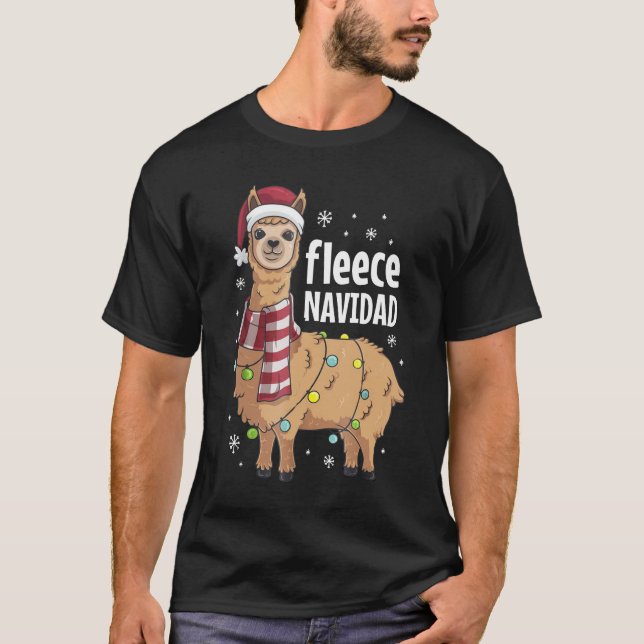 Camiseta Navidad lindo divertido de la llama de Feliz (Anverso)