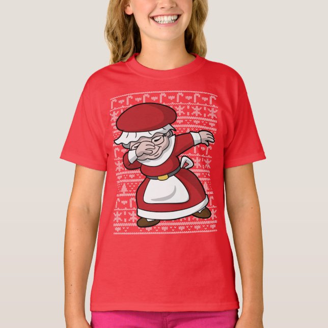 Camiseta Navidad lindo que frota a señora Claus (Anverso)