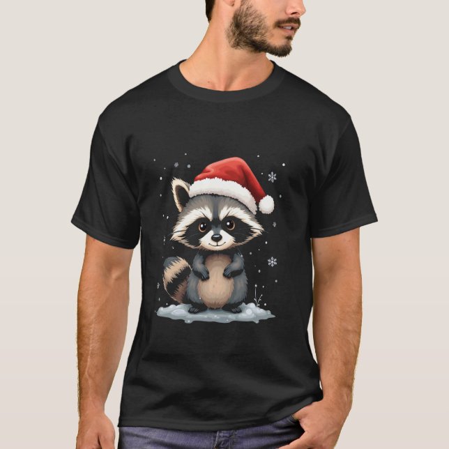 Camiseta Navidad, mapache (Anverso)