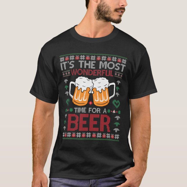 Camiseta navidad maravilloso momento para una cerveza navid (Anverso)