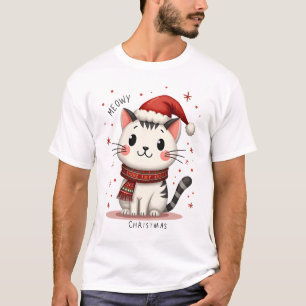 Camiseta Navidad Meowy Amante de los Gatos Divertidas Fiest