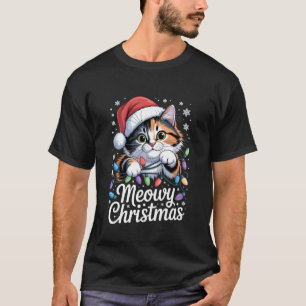 Camiseta Navidad Meowy Gato Divertido Amante de Gatos Fiest