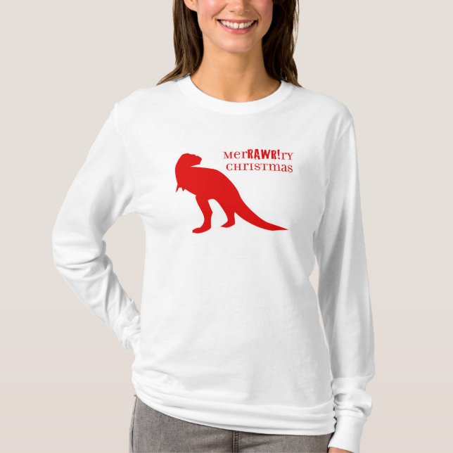 Camiseta Navidad merRAWRry de T-Rex (Anverso)