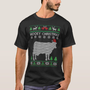 Camiseta Navidad Mooey Vaca Juego de Palabras Granjero Láct